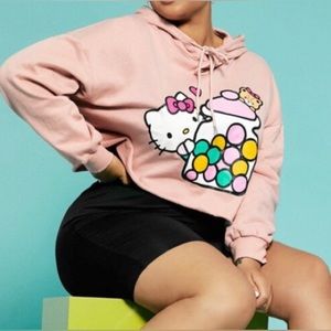 Hello Kitty Pink Cropped Hoodie Sweatshirt
